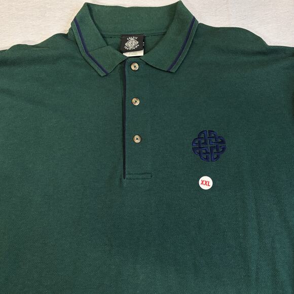 Celtic Fashion Polo Mens XXL Trinity Knot Embroidered Logo Irish Rugby Dark Wash - Picture 2 of 9